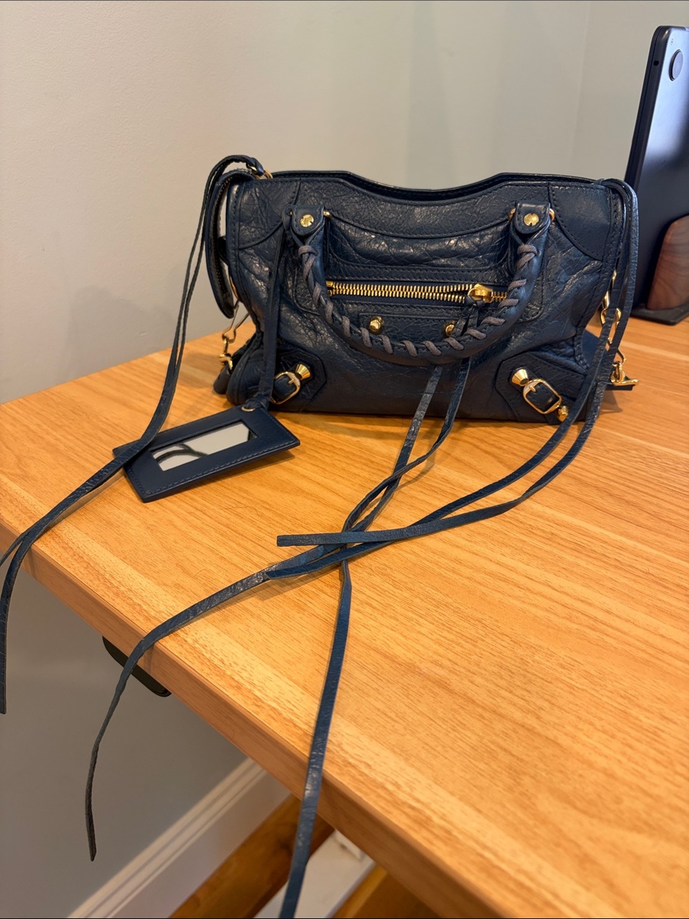 Mini Balenciaga City Bag - Dark Blue